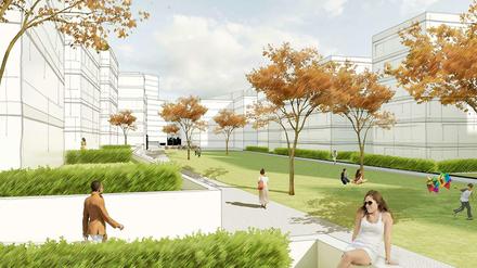 Grüne Mitte. Im Quartier soll ein großer Park entstehen. Welcher Architekt zum Zuge kommt, steht noch nicht fest. 