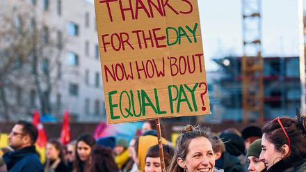 Die Lohnlücke war auch bei der Berliner Demonstration zum Internationalen Frauentag am 8. März 2019 ein Thema.