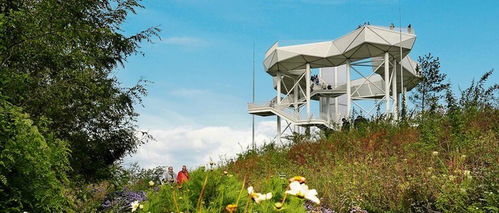 Der Wolkenhain. Er markiert den höchsten Punkt des Kienbergs im zur IGA 2017 eröffneten Kienbergpark. 