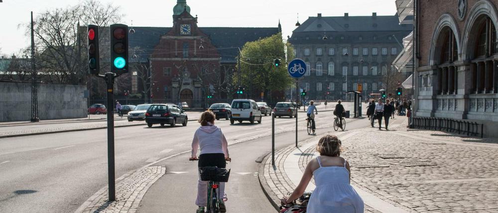 Ein Radweg in Kopenhagen. Die dänische Hauptstadt gilt als fahrradfreundlichste Stadt Europas.