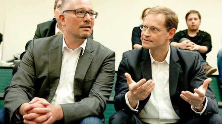 Herausforderer Jan Stöß und der amtierende SPD-Landesschef Michael Müller.