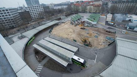 Blick auf die Baustelle am Zentralen Busbahnhof (ZOB).