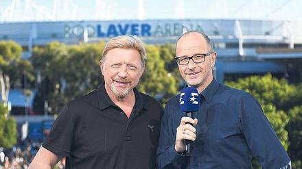 Spiel, Satz und Sieg. Das Kommentatorengespann Boris Becker (links) und Matthias Stach wurde für seine Arbeit mit einem Deutschen Fernsehpreis 2018 ausgezeichnet.