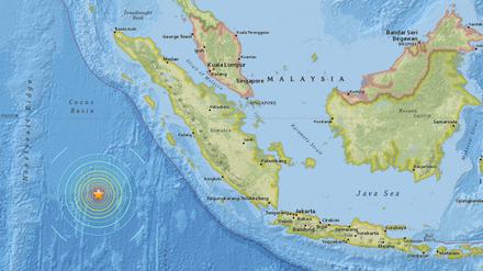 Schweres Erdbeben vor der Küste von Indonesien am Mittwoch. 