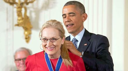 "Ich liebe sie." US-Präsident Barack Obama gab eine Liebeserklärung für US-Schauspielerin Meryl Streep ab.