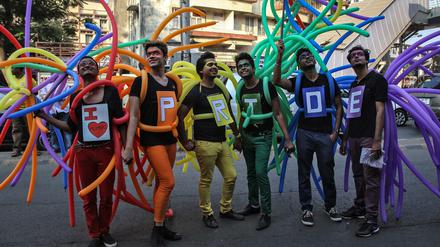 Teilnehmer einer queeren Pride-Parade in Mumbai.
