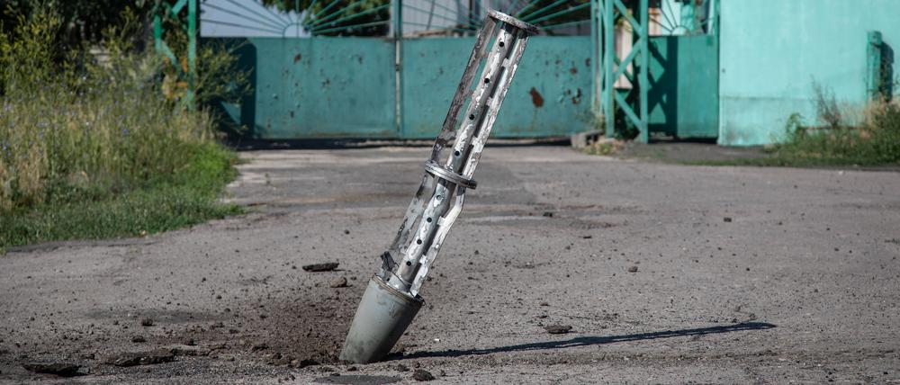 Ein russischer Streubombenträger am Rande der ukrainischen Stadt Sloviansk.