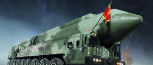 Die Aufnahme soll nach Angaben von KCNA die Interkontinentalrakete Hwasong-18 zeigen.
