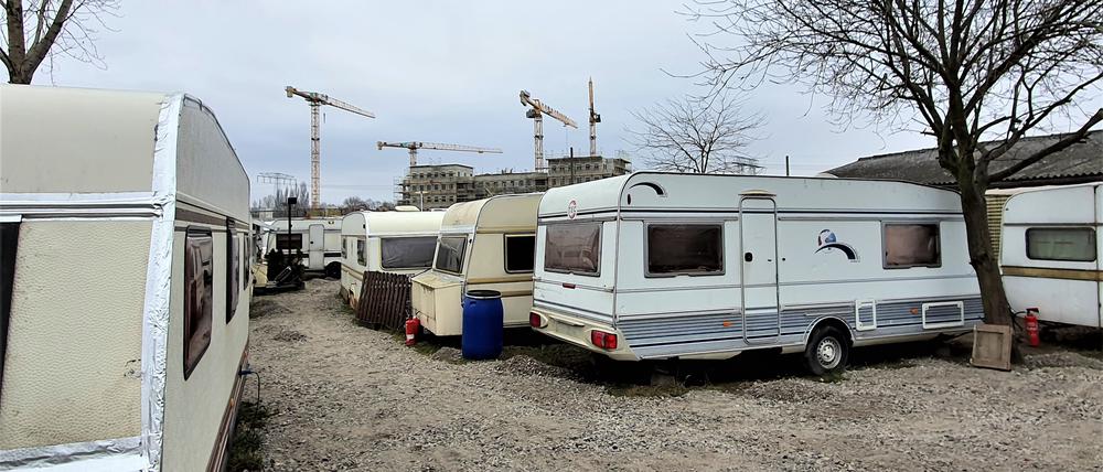 Der Trailerpark von dem Neubaugebiet.
