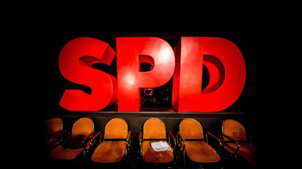 Das Logo der SPD bei einem Landesparteitag (Archivbild von 2018).