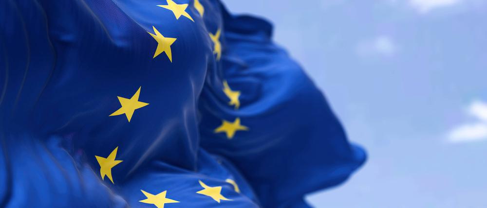 Die Flagge der Europäischen Union weht im Wind.