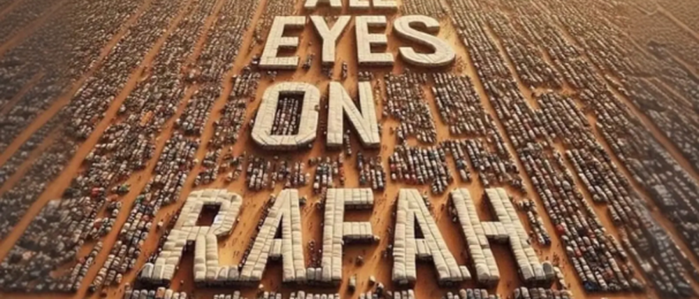 Screenshot des viralen KI-Bildes mit dem Titel „All Eyes on Rafah“
