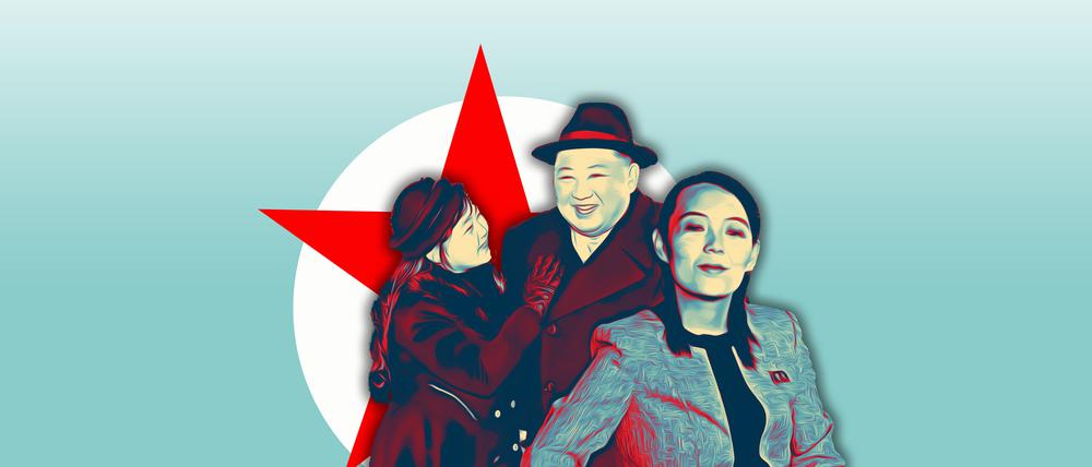 Nordkoreas Machthaber Kim Jong Un (Mitte) neben seiner Tochter und seiner Schwester.