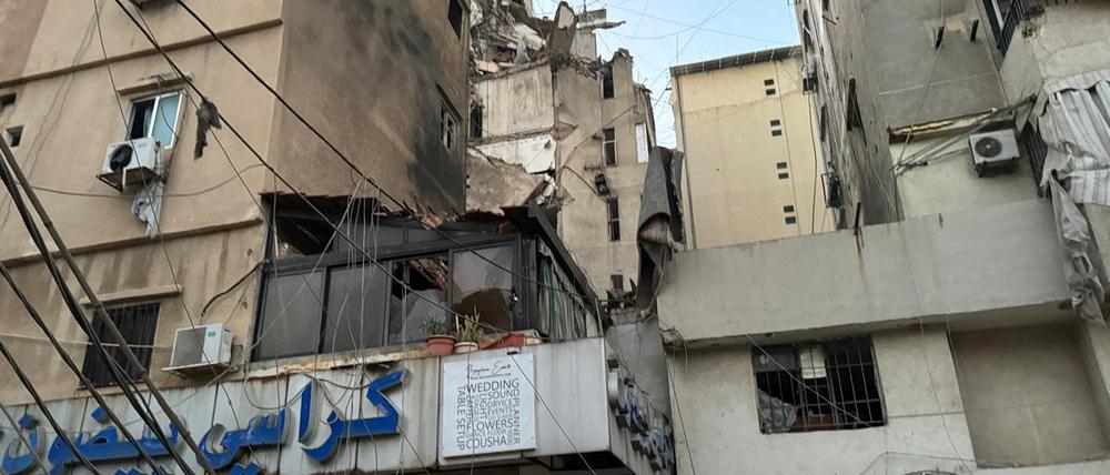 A view shows damage after what security sources said was a strike on Beirut's southern suburbs, Lebanon July 30, 2024. REUTERS/Ahmed Al-Kerdi