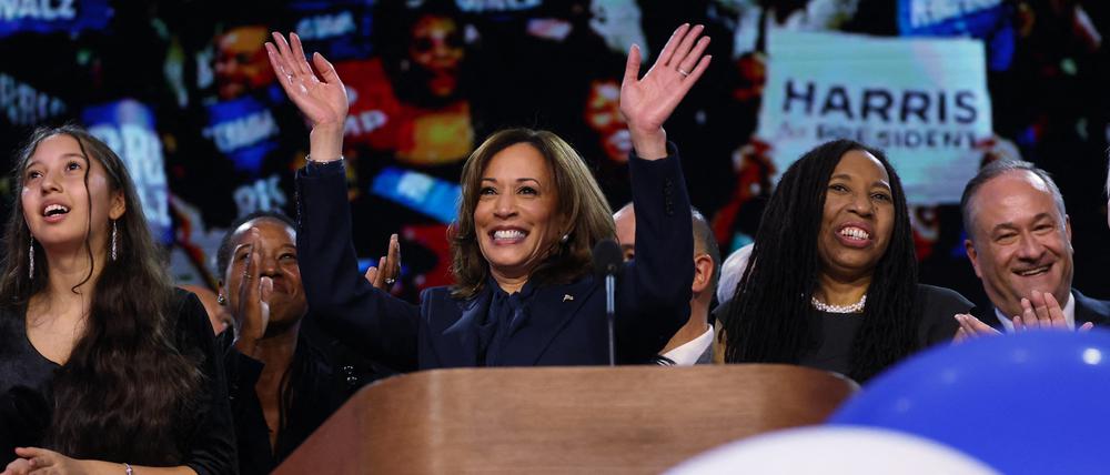 Kamala Harris, US-Präsidentschaftskandidatin, beim Parteitag der Demokraten