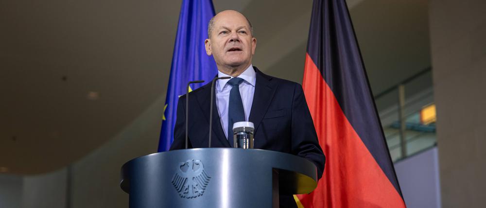 Bundeskanzler Olaf Scholz am Mittwoch im Kanzleramt.