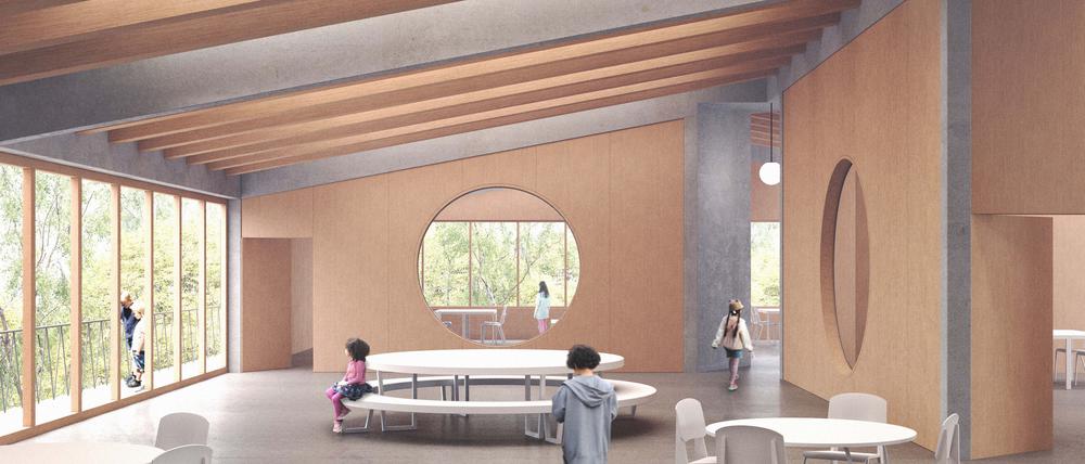 An der Hermann-Dorner-Allee in Adlershof wird bis zum Schuljahr 2026/27 eine neue Gemeinschaftsschule gebaut, die dann Platz für rund 1330 Schülerinnen und Schüler aus den Jahrgangsstufen 1 bis 13 bieten soll.