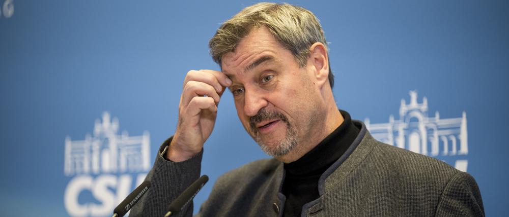 Markus Söder (CSU), Bayerns Ministerpräsident, spricht während des Pressestatements bei der CSU-Winterklausur.