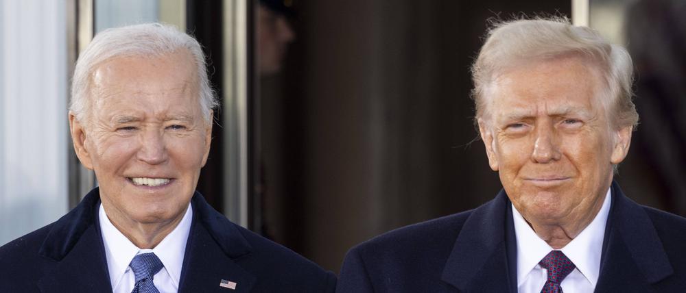 US-Präsident Joe Biden begrüßt den designierten Präsidenten Donald Trump am Morgen von Trumps Amtseinführung (Archivbild).
