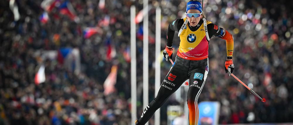 Auf die Gesamtweltcup-Führende Franziska Preuß warten schwierige Bedingungen.