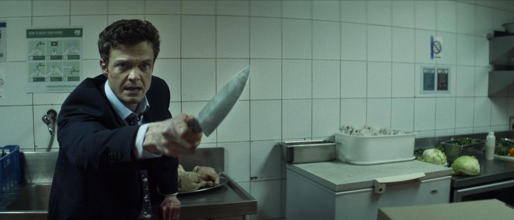 Jack Quaid as “Nate" in Novocaine from Paramount Pictures.