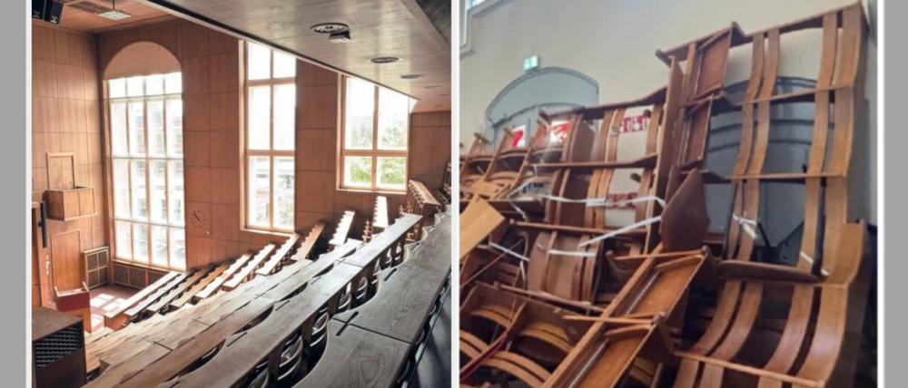 Der historische Hörsaal wurde demoliert.