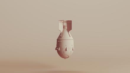 Atomic bomb bomb nuke thermonuclear warhead neutral backgrounds soft tones beige brown background 3d illustration render digital rendering