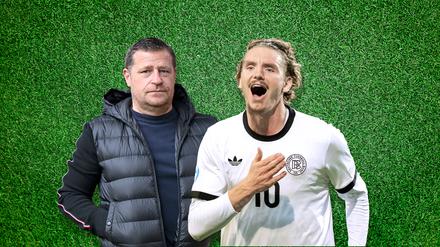 Max Eberl (l.) mag den Nachnamen Woltemade (r.) nicht, den Nick hat er aber gerne gekauft.