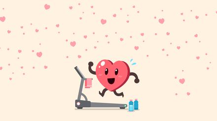 Illustration: Ein Herz auf dem Laufband.