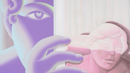 Die Ausstellung läuft bis 25. Oktober. Hier sieht man Jinhee Kims Gemälde „Faces of Today“.