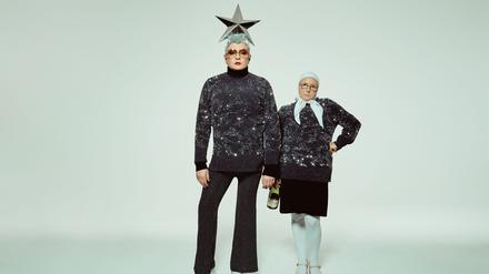 Der ukrainische Dragkünstler und Satiriker Andrij Danilko alias Verka Serduchka (links) mit Inna Bilokon, die seine Mutter spielt.