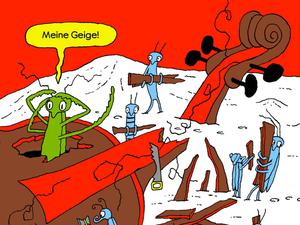 Eine Seite aus Anna Haifischs „Die Grille in der Geige“.