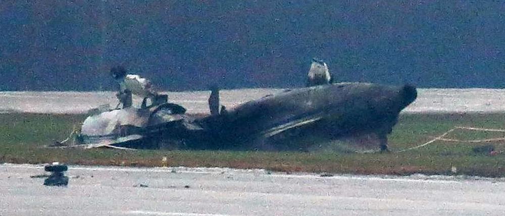 Das verunglückte Privatflugzeug in Moskau.