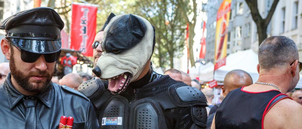 Herr und Hund. Keine Angst, liebe Heteros, die wollen nur spielen.