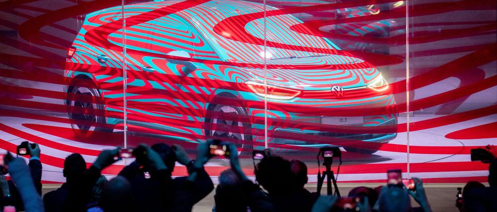 Das neue Elektroauto ID der Marke VW. Volkswagen hat kürzlich die Vorbestellungen für den ID.3, der ab Sommer 2020 ausgeliefert werden soll, gestartet.