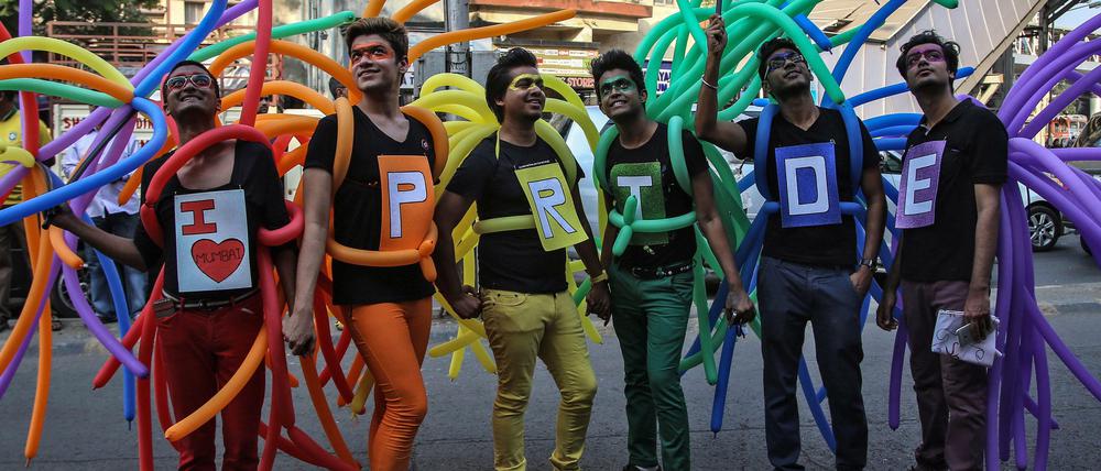 Teilnehmer einer queeren Pride-Parade in Mumbai.