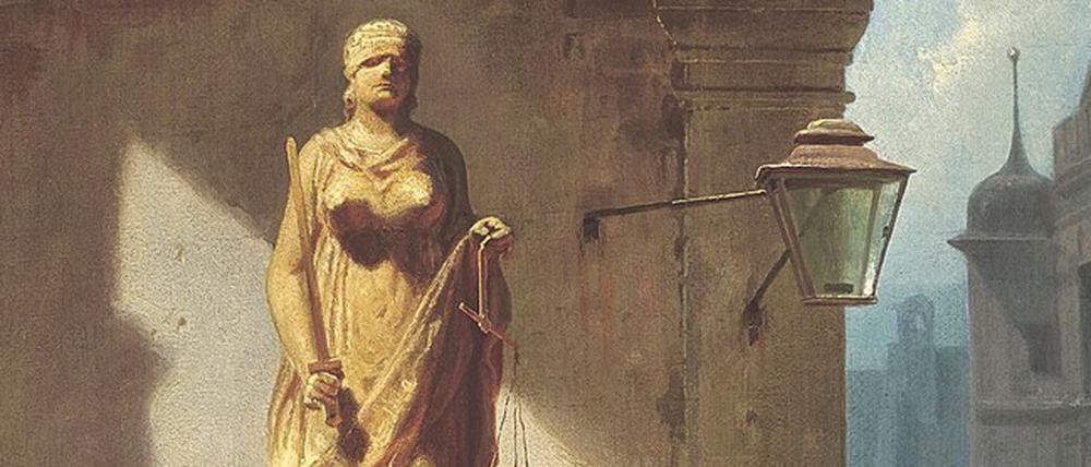 Von wegen blind. Carl Spitzwegs „Justitia“ aus dem Jahr 1857.