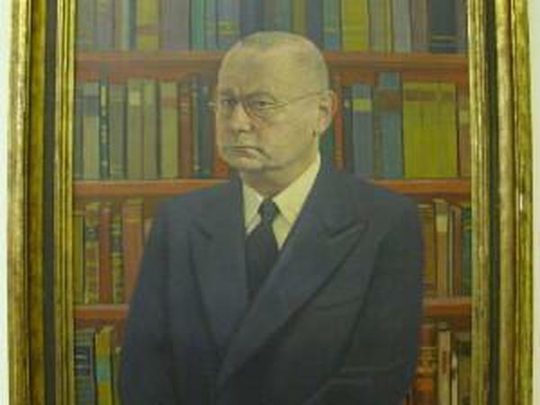 Paul Genths in einem Porträt von Martin Lünstroth, das im Rathaus Charlottenburg hängt.