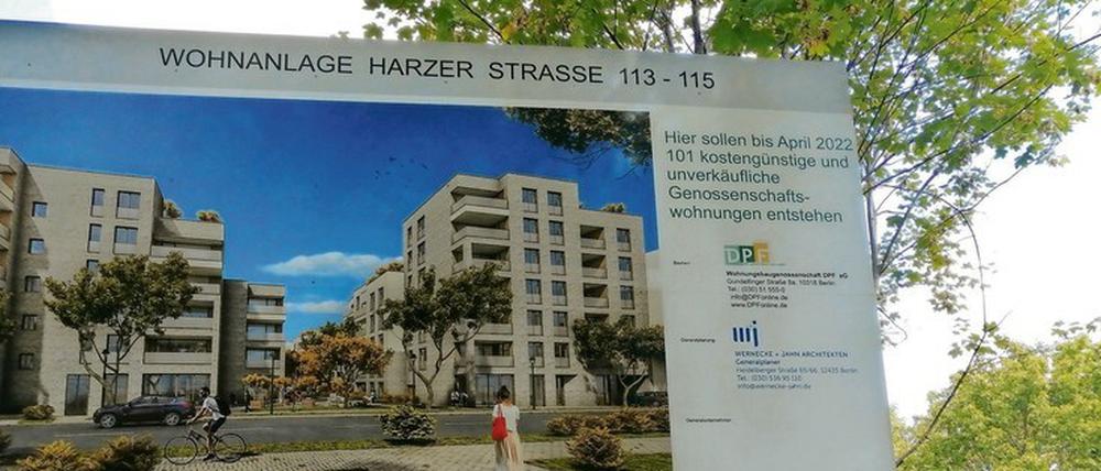 Vorzeigeprojekt. Auf dem ehemaligen Mauerstreifen an der Harzer Straße in Alt-Treptow will die Baugenossenschaft DPF Mietwohnungen errichten. 400 Interessenten hätten sich schon gemeldet. Aber das Bauamt des Bezirks meint, das Bauvorhaben passe nicht in die Umgebung.