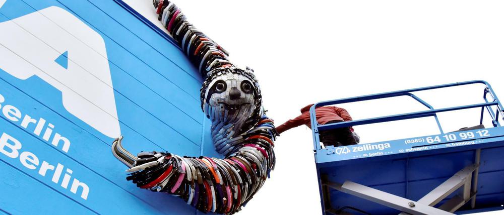 Die Faultier-Skulptur wird an der Aussenfassade des Kindermuseums ANOHA angebracht und soll dort bleiben.