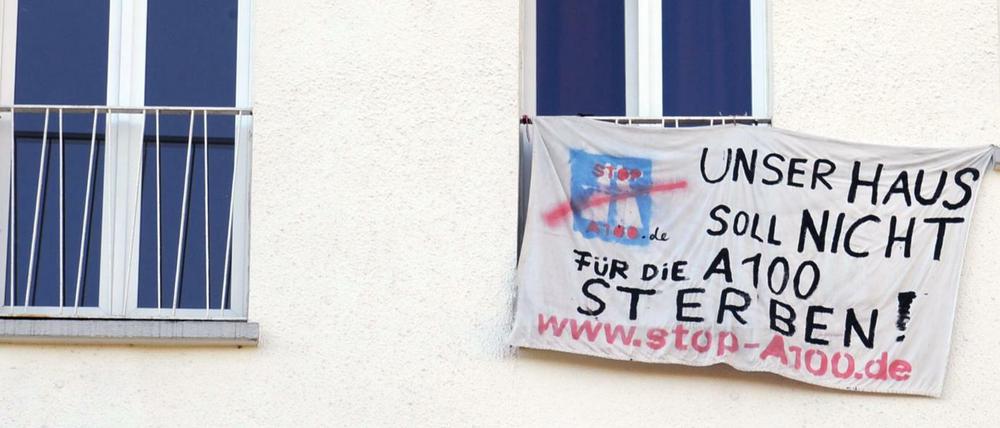 Gegen den A100-Ausbau protestierten 2011 Mieter zweier Häuser in der Beermannstraße. Letztlich wurden die Häuser abgerissen.