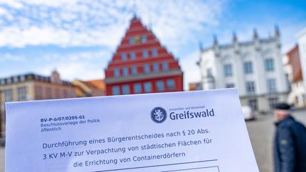 Die Beschlussvorlage für den Bürgerentscheid in Greifswald.