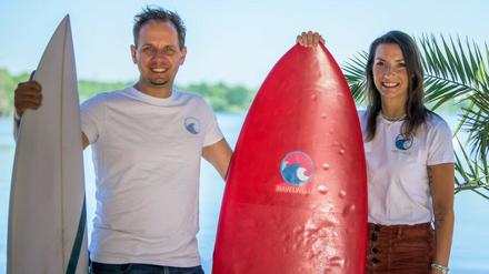 Enrico und Ginette Rhauda wollen in Rehbrücke eine Indoor-Surfwelle eröffnen.