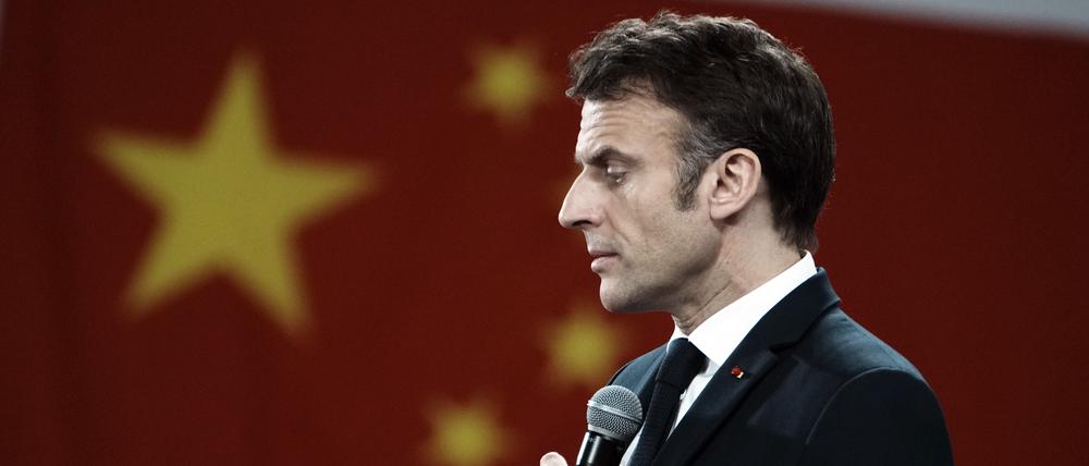 Emmanuel Macron, Präsident von Frankreich, hält eine Rede bei seinem Besuch der Sun-Yat-sen-Universität. +++ dpa-Bildfunk +++