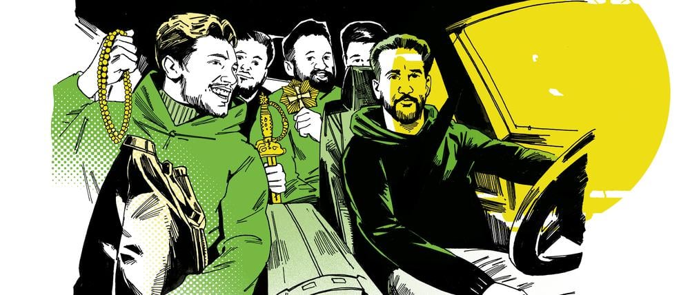 Die Einbrecher bei der Flucht aus dem Grünen Gewölbe (Illustration).