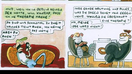Ausschnitt aus Ralf Königs Comic "Harter Psücharter"