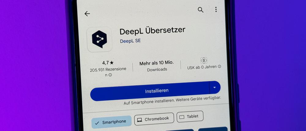 Die App „DeepL“ auf einem Smartphone