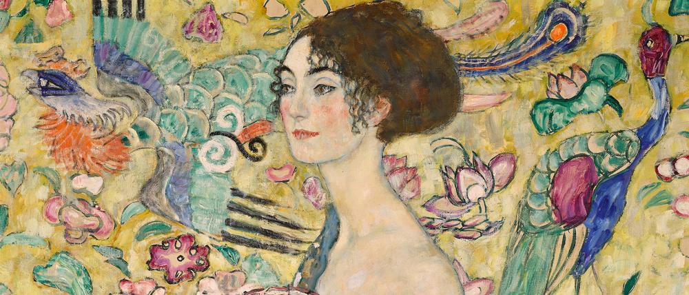 Gustav Klimt: „Dame mit Fächer“, das letzte Bild des Malers von 1918.