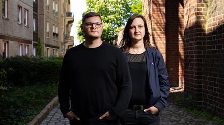 Laura Nickel und Max Teske, Lehrer der Oberschule Burg, Cottbus, 14.05.2023 **Foto: Andreas Franke**