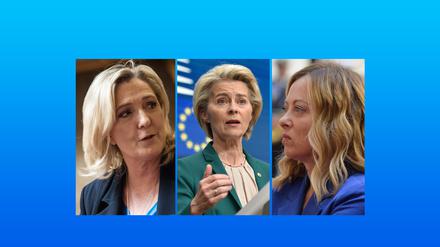 Drei Siegerinnen der Europawahl: Marine Le Pen deklassiert in Frankreich Präsident Emmanuel Macron. Ursula von der Leyens Chancen auf eine zweite Amtszeit wachsen. Italiens Regierungschefin Giorgia Melonis gewinnt mehr Einfluss.